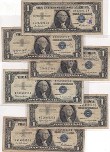 United States $1 Dollar Federal BLUE SEAL SILVER CERTIFICATES Series 1957, A & B - Picture 1 of 8