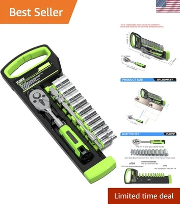 Portable 15pcs Ratchet Socket Wrench Set with Extension Bar and Universal Joint - Image 1 of 4