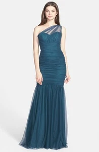 Vestido Sirena Amsale Un Hombro Tul Talla 12 Pacific Mrsp $360 - Imagen 1 de 2