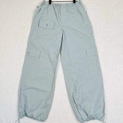 Calça de paraquedas PacSun feminina M azul verde streetwear folgada - Imagem 1 de 4