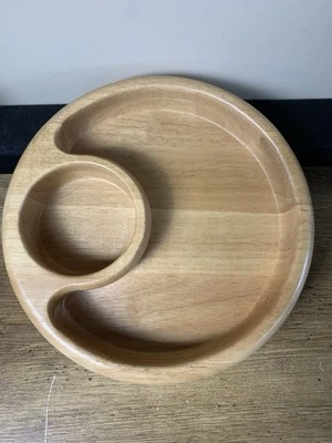 Crate & Barrel Round Wood Chip & Dip Server - Image 1 of 4