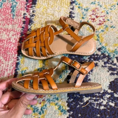 Old Navy Huarache Strap Cognac Faux Leather Summer Sandals Toddler Girl Size 10 - Image 1 of 3