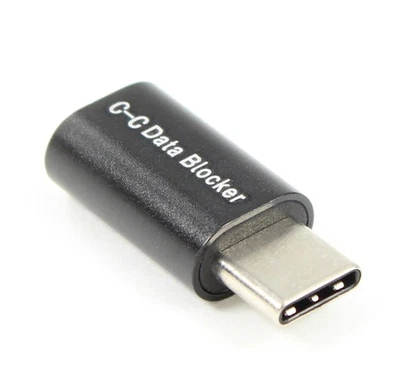 USB Data Blocker (Charge ONLY) Adapter  Type-C Male to Female  Black - Image 1 of 2