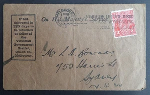 Australia Victoria OHMS cover 1935 2d George V head perfin VG official - Picture 1 of 3
