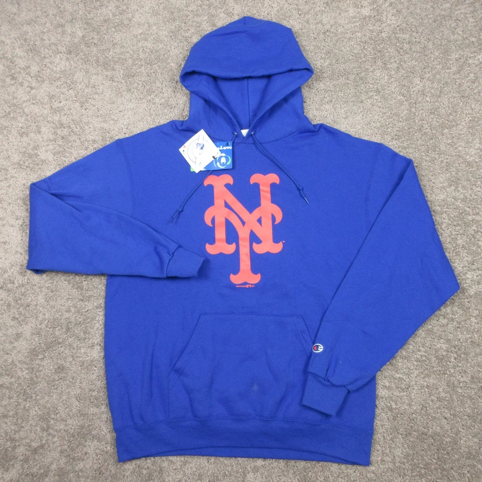 Suéter de los Mets de Nueva York para Hombres Grande Azul Sudadera con Capucha Campeón Logotipo de Béisbol Foto 1 de 4