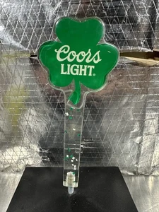 Hard To Find Coors Light Shamrock Four Leaf Clover Beer Tap Handle Acrylic - Picture 1 of 19