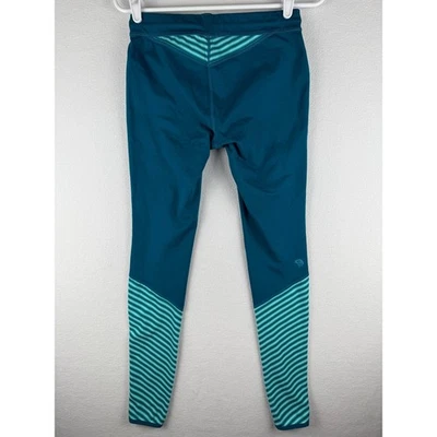 Meia-calça feminina listrada amanteigada Mountain Hardwear azul pequena Athleisure - Imagem 1 de 4