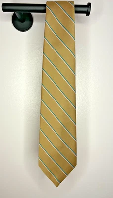 Corbata Ketch dorada con rayas azules y blancas poliéster hecha en USA! Foto 1 de 4