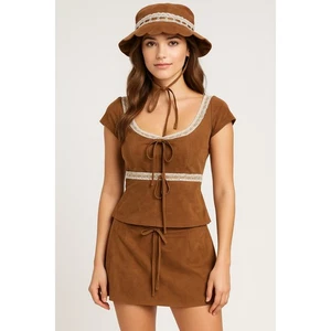 For Love & Lemons Hadley Faux Suede Prairie Set Women's Size Small - Picture 1 of 14