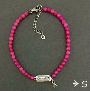SILPADA Sterling COURAGE Breast Cancer Awareness Pink Quartz Bracelet~#B2963 - Picture 1 of 4