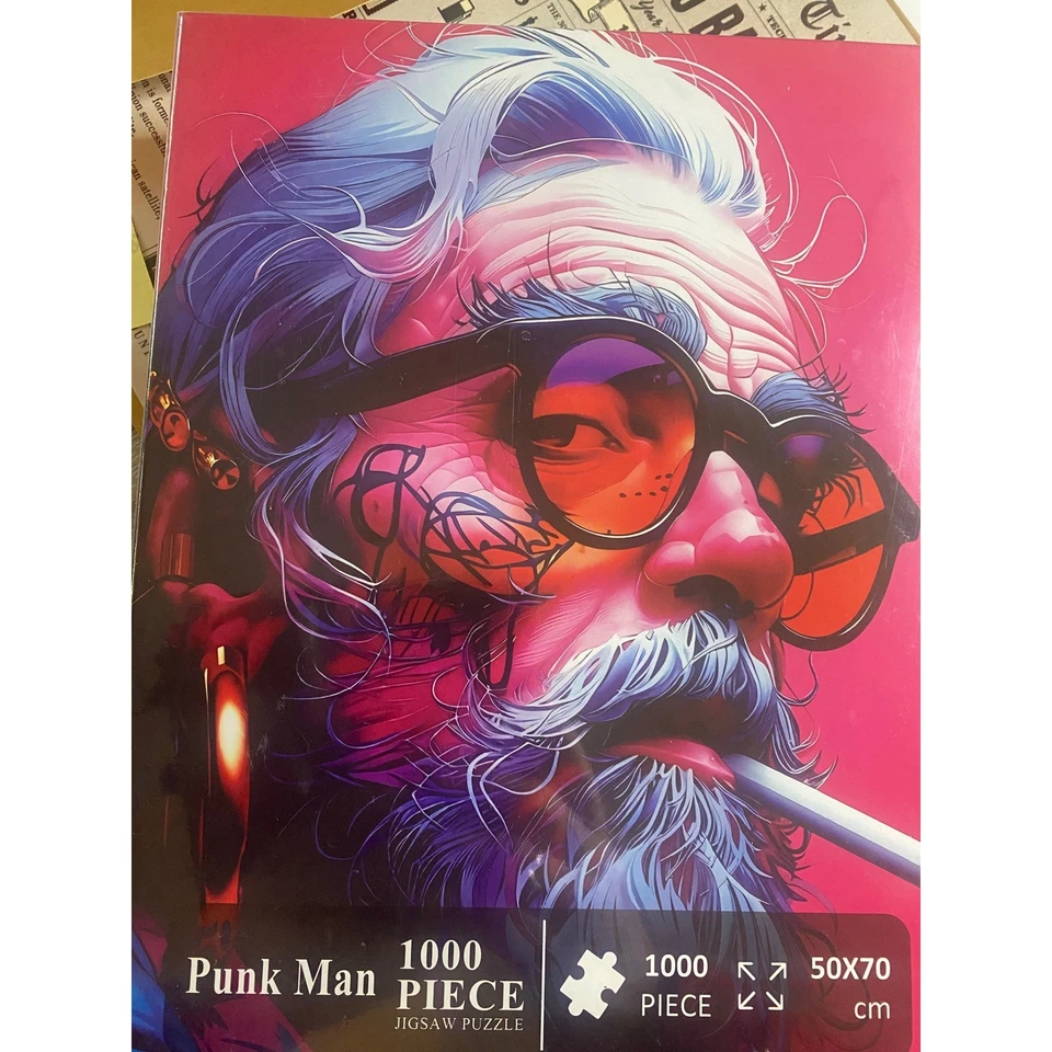 Punk Man 1000 Piece Jigsaw Puzzle 50x70cm Cool Bearded Man with Glasses -NWT - Image 1 of 1