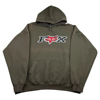 Pulôver de corrida FOX com capuz masculino grande marrom vermelho logotipo moletom Y2K skate folgado - Imagem 1 de 4