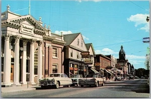 Vintage WARREN, Rhode Island Postcard "MAIN STREET" Downtown Scene / 1950s Cars - Picture 1 of 2