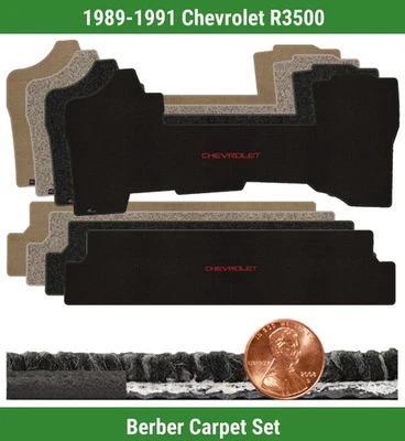 Conjunto de tapete berbere personalizado para Chevrolet R3500 89-91 com logotipo (2 peças) #9AE - Imagem 1 de 4