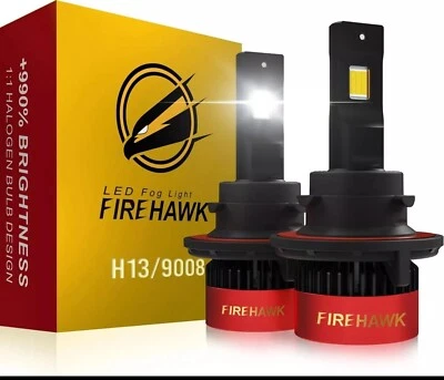 Firehawk H13/9008 LED Bulbs 40000LM 990% Brightness 6000K Cool White Plug & Play - Image 1 of 4