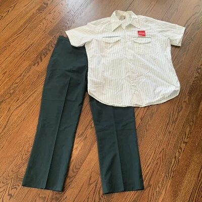 De Colección Años 60 70 Coca Cola Entregar Uniforme de Conductor Camisa a Rayas L Pantalones Verdes 39 Foto 1 de 4