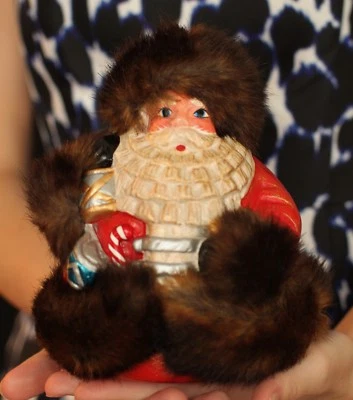 BOLSO CLUTCH TIMMY WOODS JOLLY MINAUDIERE TALLADO A MANO PIEL DE NAVIDAD DE SANTA CLAUS Foto 1 de 4