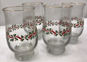 Arcoroc Christmas Holly Berry Gold Trim Glasses "1993" - Bild 1 von 4