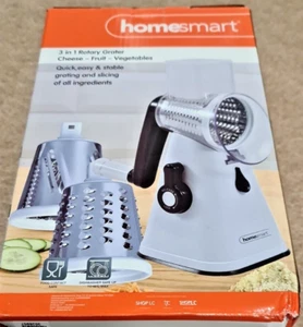 3 in 1 Rotary Cheese Grater SS Handheld Fruit Vegetable Shredder Slicer - Picture 1 of 4