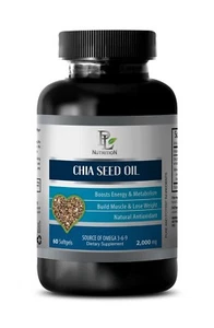 muscle gainer pills - CHIA SEED OIL 2000MG - chia seed bottle - 1 Bottle  - Picture 1 of 12