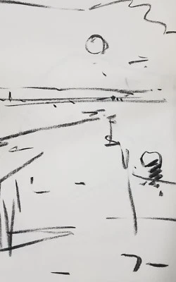 JOSE TRUJILLO - Dibujo Original Carbón sobre Papel 11X17 FIRMADO Paisaje Foto 1 de 4