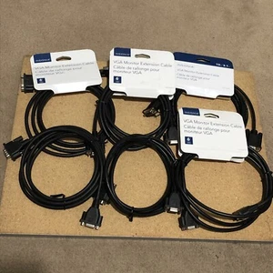 Lot 6X Insignia 6ft VGA Monitor TV PC Extension Cable Cord Plug Male to Female - Picture 1 of 7