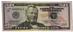 $50 Bill PH 00000011 A True Binary Sum 2 Very Low Serial Number - Picture 1 of 7