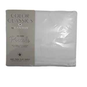 Vintage Cannon Royal Combspun Percale Twin Flat Sheet 66×96 White - Picture 1 of 2