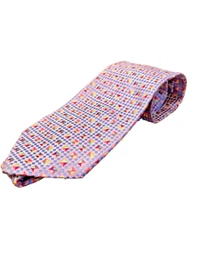 Vintage yApre Silk Tie Pastel Multicolor Pink Blue Green Geometric 61" Long USA - Bild 1 von 5