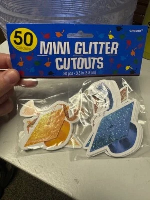 Amscan 50ct. Mini Glitter Cutouts 3.5" Party Decoration Supply New!!! - Image 1 of 2