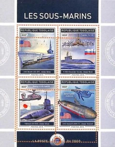 A7131 - TOGO, Error, 2019, MISPERF MINIATURE SHEET: Submarines, Helicopters - Picture 1 of 1