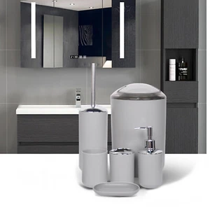 Juego de 6 PIEZAS de accesorios de baño conjunto de baño para encimera decorativa gris EE. UU. - Imagen 1 de 3