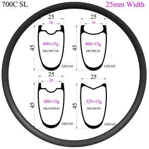 Super Light 700C Road Bicycle Carbon Rim Width 25mm Depth 45mm Tubeless Clincher - Picture 1 of 8