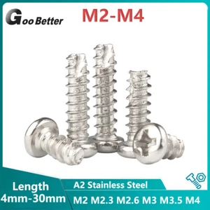 M2 M2.6 M3 M3.5 M4 Pozi Pan Head Self Tapping Screws Tail Cutting Small Micro - Picture 1 of 11