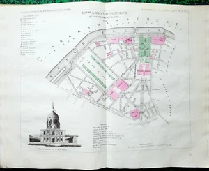 Paris VII ème Ancien X è - Quartier des Invalides Rare Plan Décoré 36x29 1836 - Picture 1 of 3