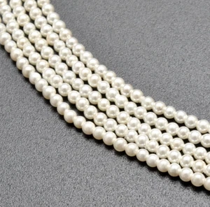White Shell Pearl Round Gemstone Beads 16" inch Strand - Picture 1 of 7