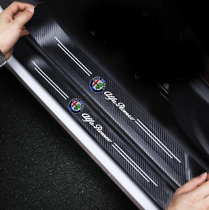 4pcs Carbon Fiber Door Sill Protector Leather Vinyl Stickers for Alfa Romeo 