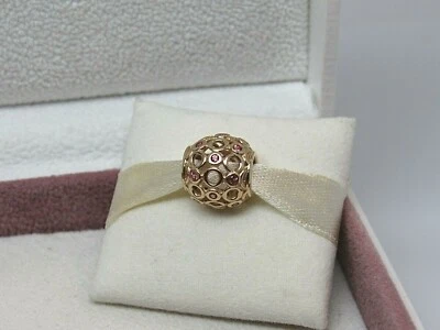 New Pandora Celtic Circles Pink Topaz 14kt Gold Charm 750811TPK RARE 585 NO BOX - Image 1 of 4