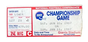Vintage 1987 New York Giants vs Wash Redskins NFC Championship Game Ticket Stub - Picture 1 of 2