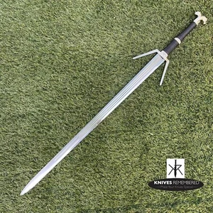 Espada de brujo a dos manos 46" Geralt de Rivia con correa de cuero funda - Imagen 1 de 7