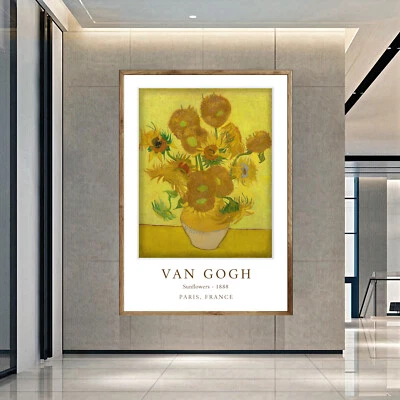 Sunflowers by Vincent Van Gogh 01 Exhibition Wall Art Reproduction Poster Canvas - Image 1 of 3