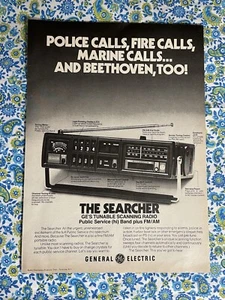 Vintage 1976 General Electric The Searcher Scanner Radio Print Ad - Picture 1 of 7