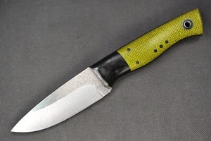 Fiddleback Forge Bushfinger by Andy Roy .125" A2 Blade, Bolstered Green Burlap - Picture 1 of 12