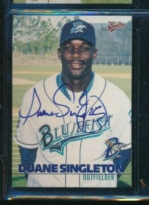 2000 Multi-Ad Sports Bridgeport Bluefish #25 Duane Singleton signed auto swsw6 - Image 1 of 2