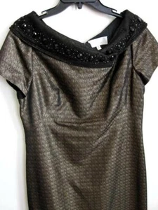 Badgley Mischka Gr. 12 verziert Perlen Surplice/Crossover Ausschnitt Glanz Kleid - Bild 1 von 12