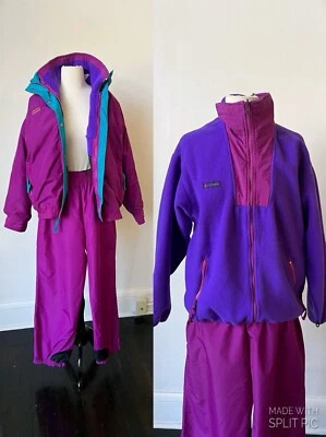 Traje de esquí Columbia vintage de 3 piezas chaqueta de esquí de los años 90, chaqueta polar, pantalones de esquí Foto 1 de 4