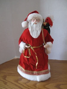 Vintage Weihnachtsmann Weihnachtsbaumspitze 12" Porzellan Gesicht & Hände Weihnachten - Bild 1 von 8