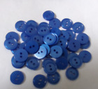 Lot Of 50 Blue Color 9/16 Inch 2 Hole Buttons, New