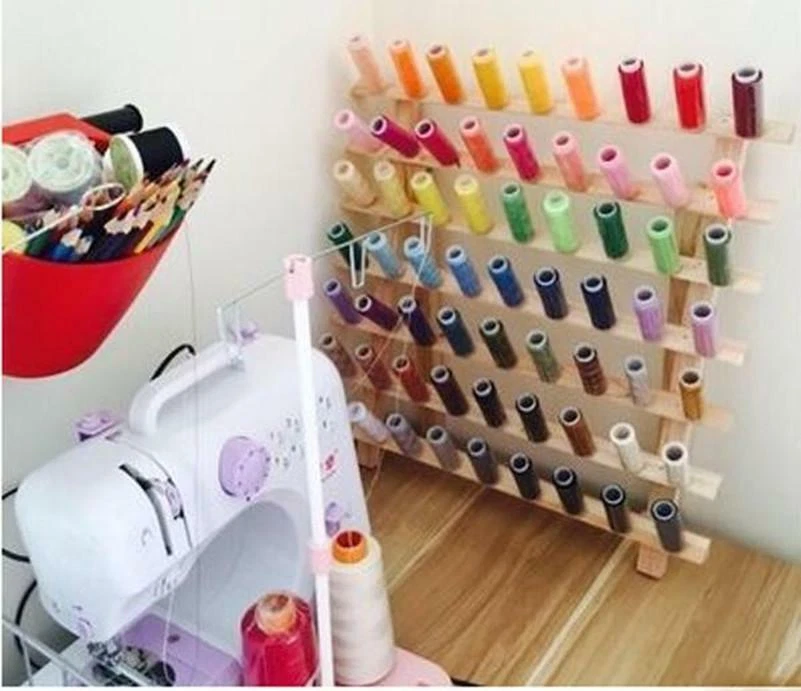 Wood Tailor Rack  Spool Sewing Thread Organizer Storage Holder Bobbin Sew - Image 1 of 4