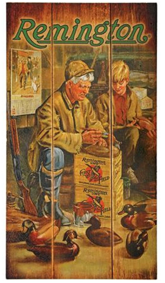 REMINGTON SEÑUELO ABUELO MADERA LETRERO CAZADOR MADERA SEGURIDAD PATO ÁNADE REAL OJO DORADO Foto 1 de 1